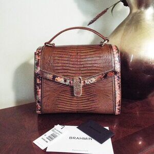 BRAHMIN RENE MAHOGANY CASSAWAY LEATHER HANDBAG SATCHEL PURSE - EUC